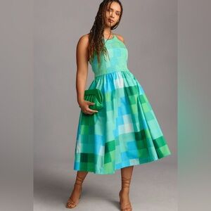 Plenty by Tracy Reese Smocked Halter A-Line Midi Dress